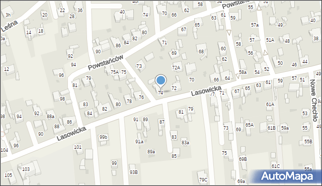 Nowe Chechło, Lasowicka, 74, mapa Nowe Chechło