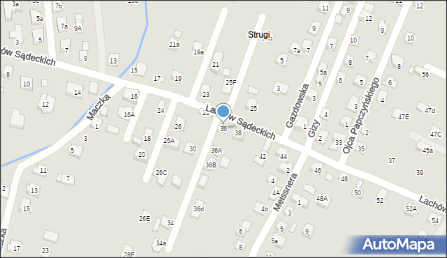 Nowy Sącz, Lachów Sądeckich, 36, mapa Nowego Sącza