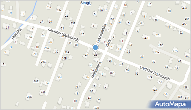 Nowy Sącz, Lachów Sądeckich, 44, mapa Nowego Sącza