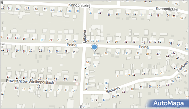 Nowy Tomyśl, Łąkowa, 18, mapa Nowy Tomyśl