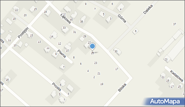 Okuniew, Łąkowa, 25, mapa Okuniew