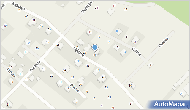 Okuniew, Łąkowa, 38, mapa Okuniew