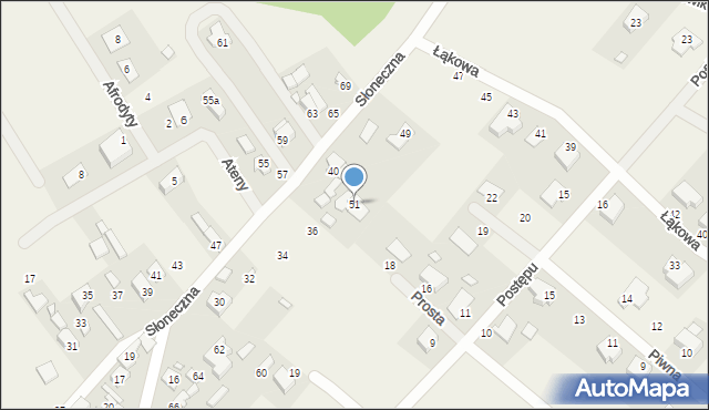 Okuniew, Łąkowa, 51, mapa Okuniew