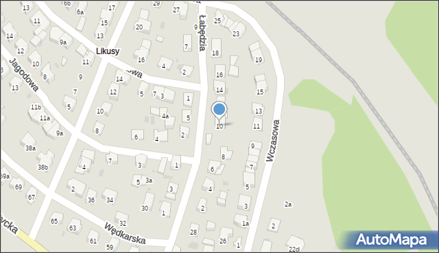 Olsztyn, Łabędzia, 10, mapa Olsztyna