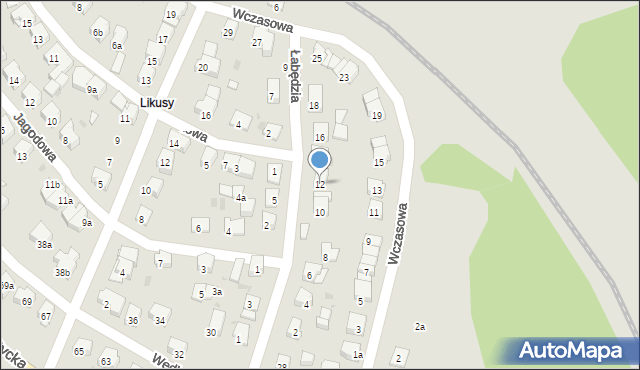 Olsztyn, Łabędzia, 12, mapa Olsztyna