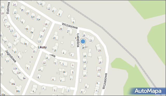 Olsztyn, Łabędzia, 18, mapa Olsztyna