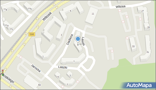 Olsztyn, Laszki Bolesława, 9, mapa Olsztyna