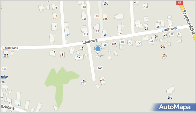 Opole, Laurowa, 14a, mapa Opola