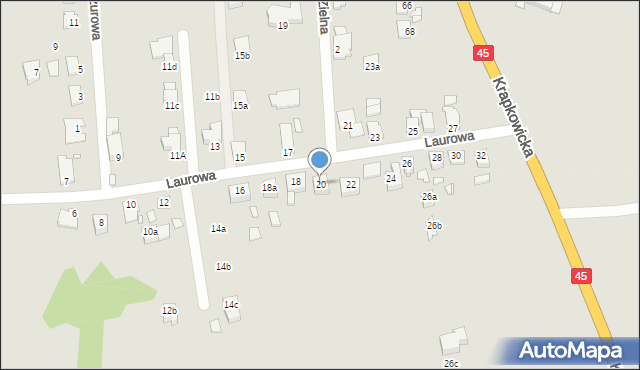 Opole, Laurowa, 20, mapa Opola