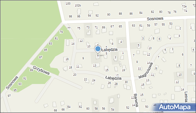 Orchówek, Łabędzia, 7, mapa Orchówek