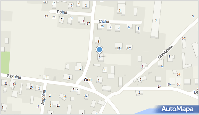 Orle, Łąkowa, 6, mapa Orle