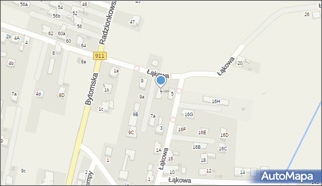 Orzech, Łąkowa, 7, mapa Orzech