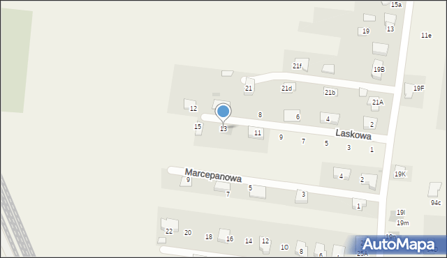 Orzech, Laskowa, 13, mapa Orzech