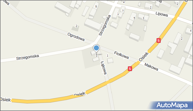 Osiek, Łąkowa, 2, mapa Osiek