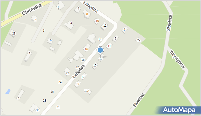 Osiek nad Wisłą, Łabędzia, 13, mapa Osiek nad Wisłą