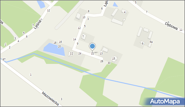 Osiny, Łąkowa, 11, mapa Osiny