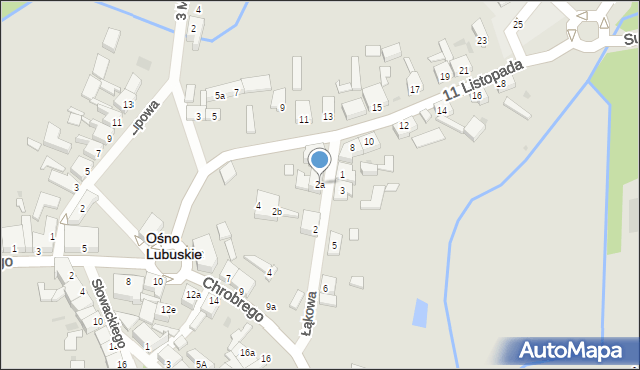 Ośno Lubuskie, Łąkowa, 2a, mapa Ośno Lubuskie