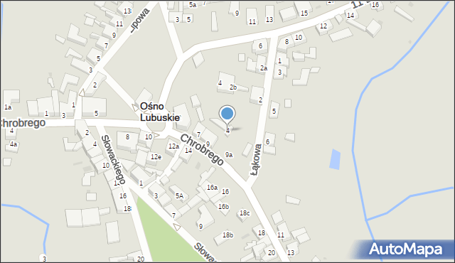 Ośno Lubuskie, Łąkowa, 4, mapa Ośno Lubuskie
