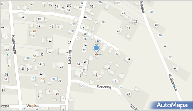 Ostrężnica, Łachuta Jana, 20, mapa Ostrężnica