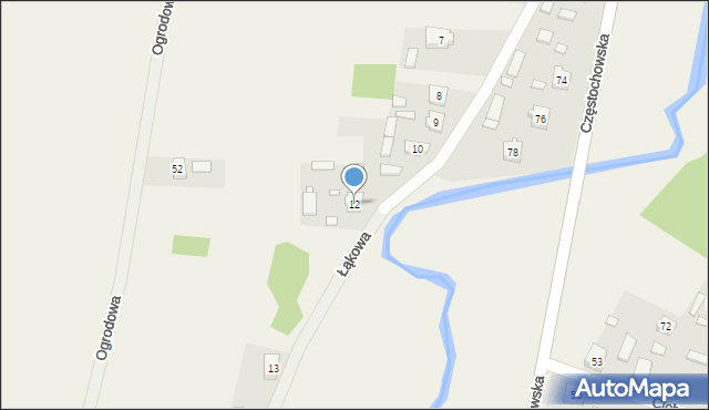 Ostrowy nad Okszą, Łąkowa, 12, mapa Ostrowy nad Okszą