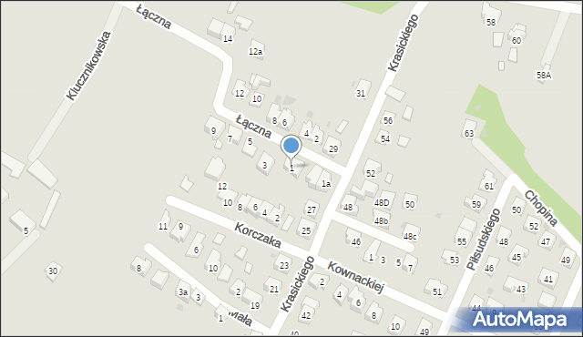 Oświęcim, Łączna, 1, mapa Oświęcimia