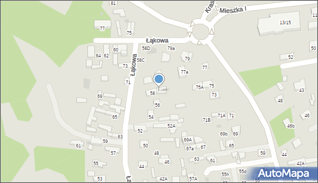 Otwock, Łąkowa, 58A, mapa Otwock