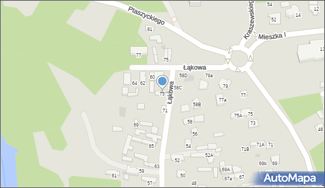 Otwock, Łąkowa, 73, mapa Otwock