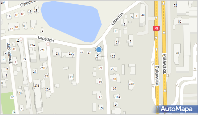 Piaseczno, Łabędzia, 15A, mapa Piaseczno