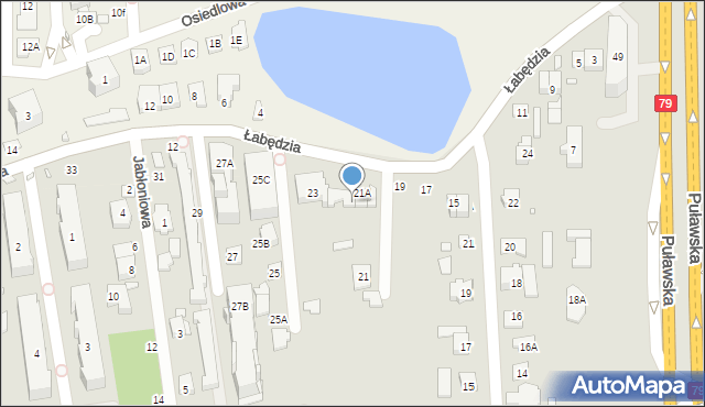 Piaseczno, Łabędzia, 21B, mapa Piaseczno
