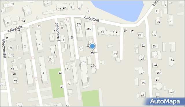 Piaseczno, Łabędzia, 25, mapa Piaseczno