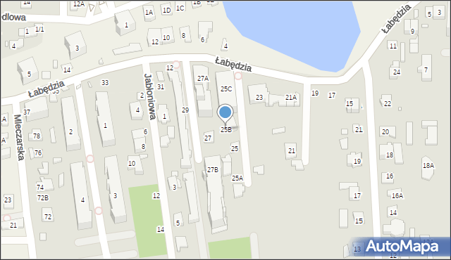 Piaseczno, Łabędzia, 25B, mapa Piaseczno