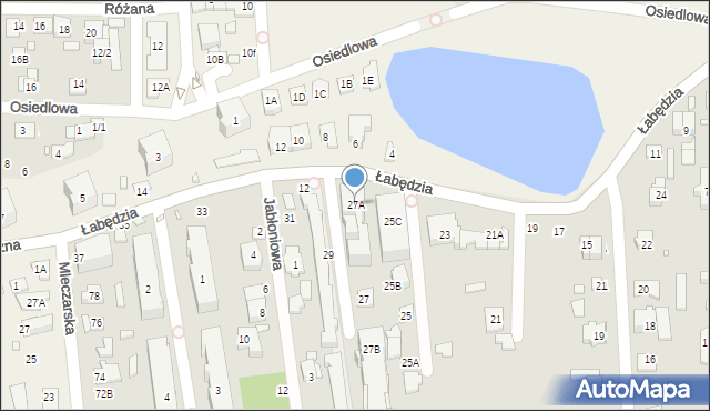 Piaseczno, Łabędzia, 27A, mapa Piaseczno