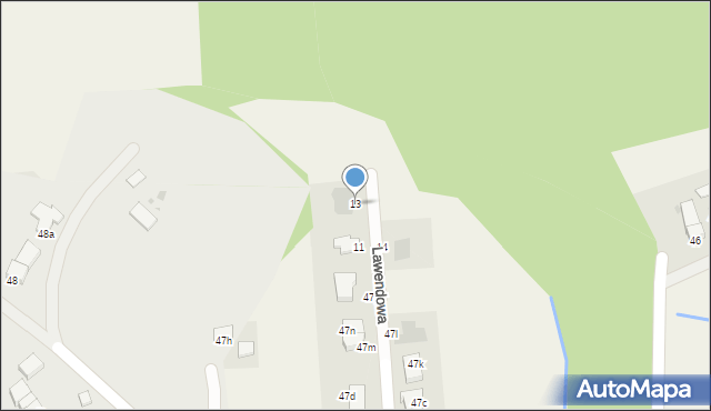 Pieszków, Lawendowa, 13, mapa Pieszków