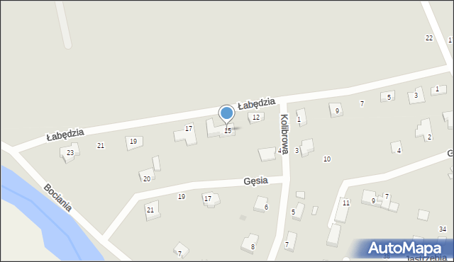 Piła, Łabędzia, 15, mapa Piły
