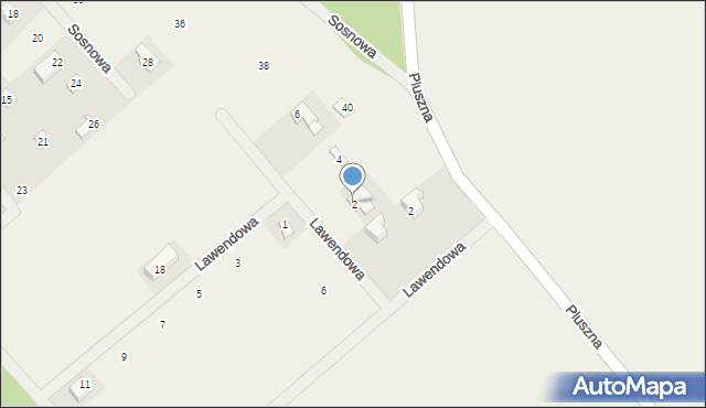 Pluski, Lawendowa, 2, mapa Pluski