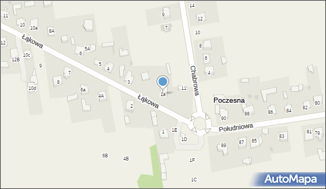 Poczesna, Łąkowa, 1a, mapa Poczesna