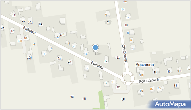 Poczesna, Łąkowa, 1C, mapa Poczesna