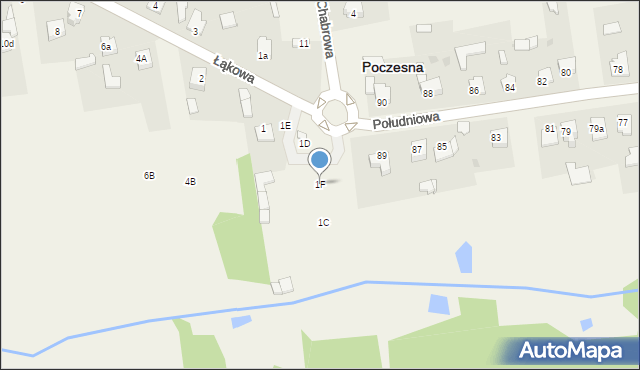 Poczesna, Łąkowa, 1F, mapa Poczesna