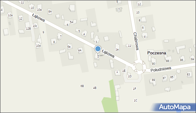 Poczesna, Łąkowa, 2, mapa Poczesna