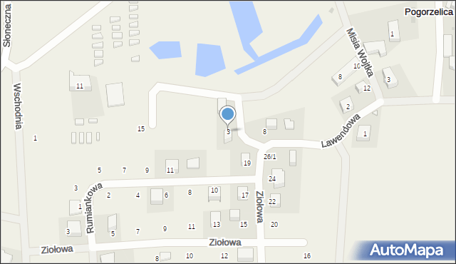 Pogorzelica, Lawendowa, 3, mapa Pogorzelica