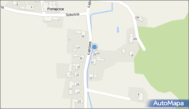Ponięcice, Łąkowa, 14, mapa Ponięcice