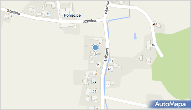 Ponięcice, Łąkowa, 37, mapa Ponięcice