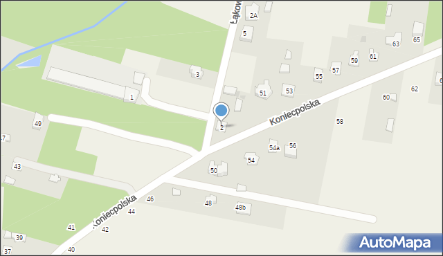 Ponik, Łąkowa, 2, mapa Ponik