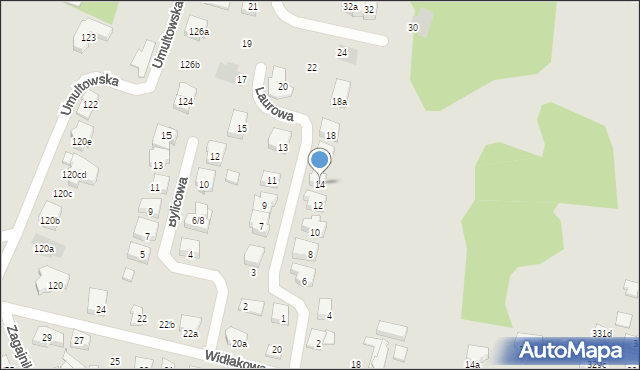 Poznań, Laurowa, 14, mapa Poznania