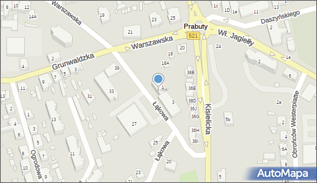 Prabuty, Łąkowa, 24, mapa Prabuty