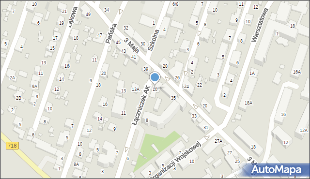 Pruszków, Łączniczek Armii Krajowej, 10, mapa Pruszków