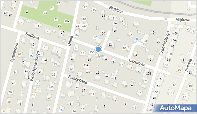 Pruszków, Lazurowa, 13, mapa Pruszków