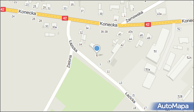 Przedbórz, Łazicka, 5, mapa Przedbórz