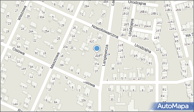 Radom, Langiewicza Mariana, gen., 41A, mapa Radomia