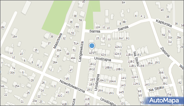 Radom, Langiewicza Mariana, gen., 42/1, mapa Radomia